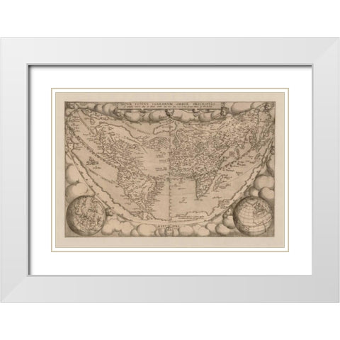 Nova tutius terrarum, 1571 White Modern Wood Framed Art Print with Double Matting by Ortelius, Abraham