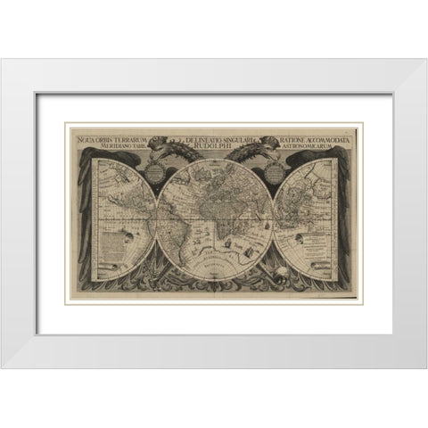 Nova orbis terrarum, 1630 White Modern Wood Framed Art Print with Double Matting by Echebrecht, Philipp