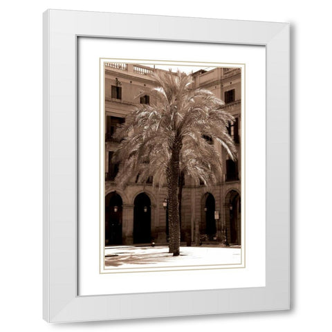 Canary Palm, Barcelona White Modern Wood Framed Art Print with Double Matting by Blue, Cyril