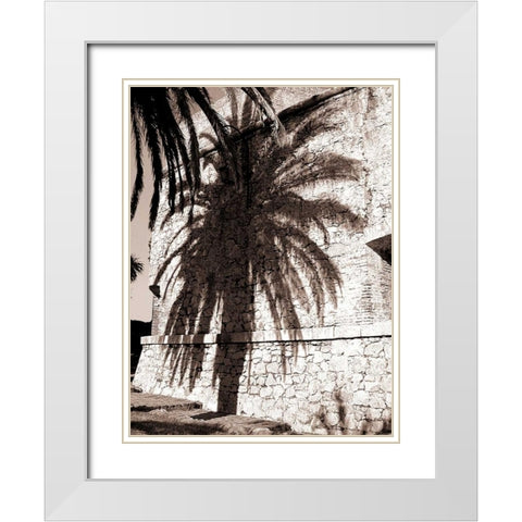 Palm Shadow, Antibes White Modern Wood Framed Art Print with Double Matting by Blue, Cyril