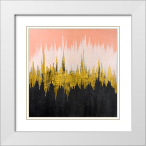 ABSTRACT ZIGZAG White Modern Wood Framed Art Print with Double Matting by Atelier B Art Studio