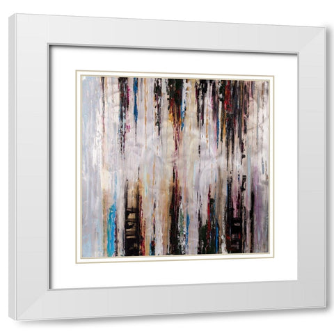 ABSTRACT RUNNY PAINT White Modern Wood Framed Art Print with Double Matting by Atelier B Art Studio
