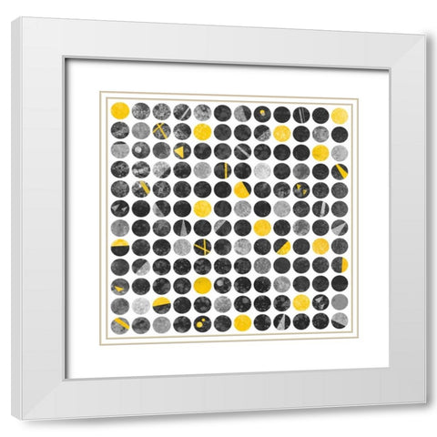 Abstract Circles White Modern Wood Framed Art Print with Double Matting by Atelier B Art Studio