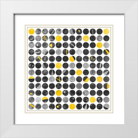 Abstract Circles White Modern Wood Framed Art Print with Double Matting by Atelier B Art Studio