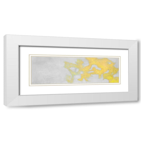 Abstract Golden clouds White Modern Wood Framed Art Print with Double Matting by Atelier B Art Studio