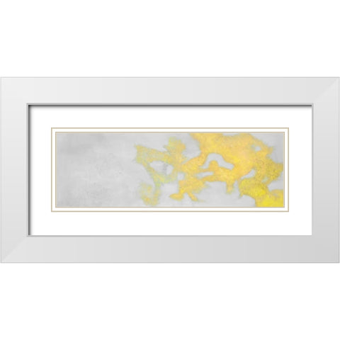 Abstract Golden clouds White Modern Wood Framed Art Print with Double Matting by Atelier B Art Studio
