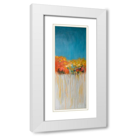 Colorful Abstract Flowers White Modern Wood Framed Art Print with Double Matting by Atelier B Art Studio