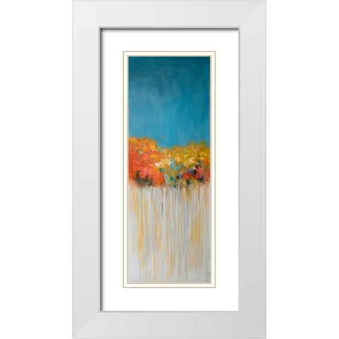 Colorful Abstract Flowers White Modern Wood Framed Art Print with Double Matting by Atelier B Art Studio