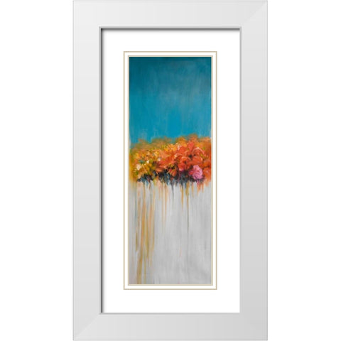 Colorful Abstract Basket of Flowers White Modern Wood Framed Art Print with Double Matting by Atelier B Art Studio