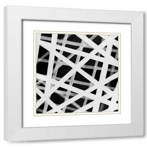 ABSTRACT WHITE BOLD LINES White Modern Wood Framed Art Print with Double Matting by Atelier B Art Studio