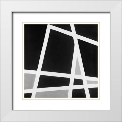 Abstract Lines Black and White White Modern Wood Framed Art Print with Double Matting by Atelier B Art Studio