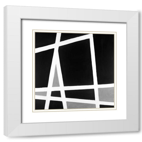 Abstract Shapes Black and White White Modern Wood Framed Art Print with Double Matting by Atelier B Art Studio