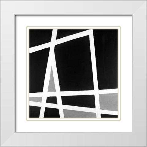 Abstract Shapes Black and White White Modern Wood Framed Art Print with Double Matting by Atelier B Art Studio