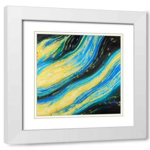 Liquid Magic Wave White Modern Wood Framed Art Print with Double Matting by Atelier B Art Studio