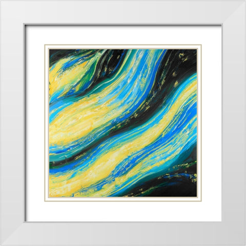 Liquid Magic Wave White Modern Wood Framed Art Print with Double Matting by Atelier B Art Studio