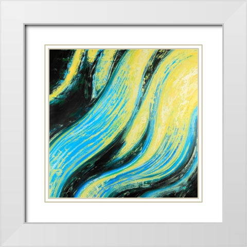 Wavy Magical Liquid White Modern Wood Framed Art Print with Double Matting by Atelier B Art Studio