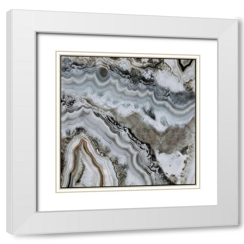 Abstract geode White Modern Wood Framed Art Print with Double Matting by Atelier B Art Studio