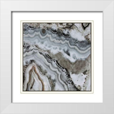 Abstract geode White Modern Wood Framed Art Print with Double Matting by Atelier B Art Studio
