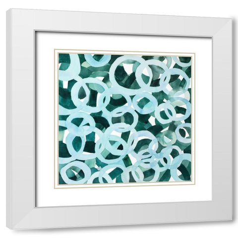ABSTRACT CIRCLES White Modern Wood Framed Art Print with Double Matting by Atelier B Art Studio