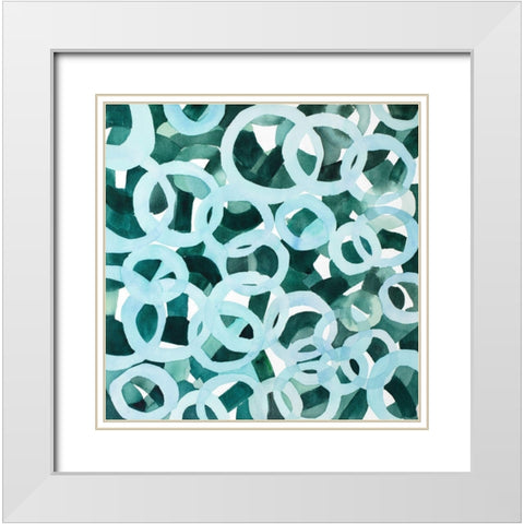 ABSTRACT CIRCLES White Modern Wood Framed Art Print with Double Matting by Atelier B Art Studio