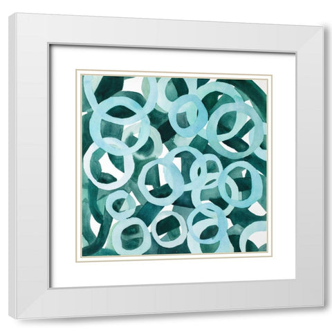 ABSTRACT RINGS White Modern Wood Framed Art Print with Double Matting by Atelier B Art Studio