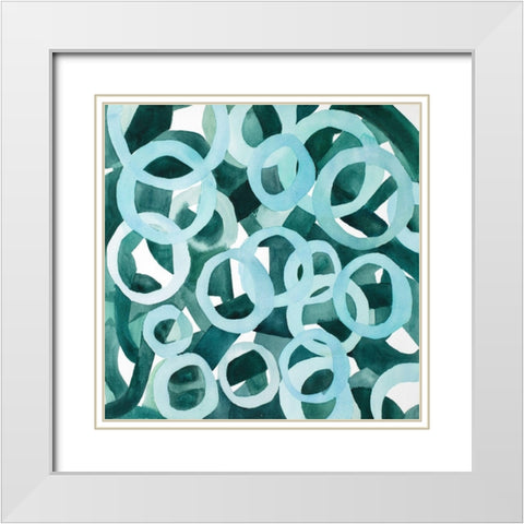 ABSTRACT RINGS White Modern Wood Framed Art Print with Double Matting by Atelier B Art Studio