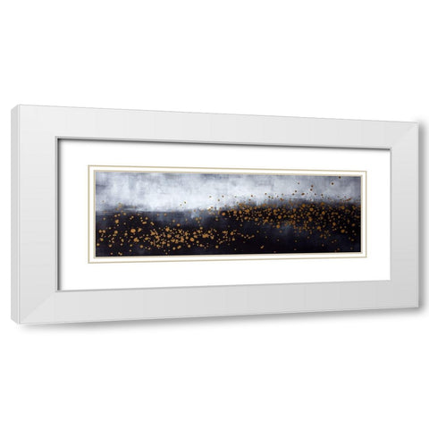 TWO SHADES OF GRAY WITH GOLD DOTS White Modern Wood Framed Art Print with Double Matting by Atelier B Art Studio