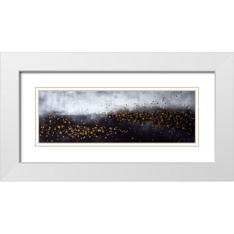 TWO SHADES OF GRAY WITH GOLD DOTS White Modern Wood Framed Art Print with Double Matting by Atelier B Art Studio