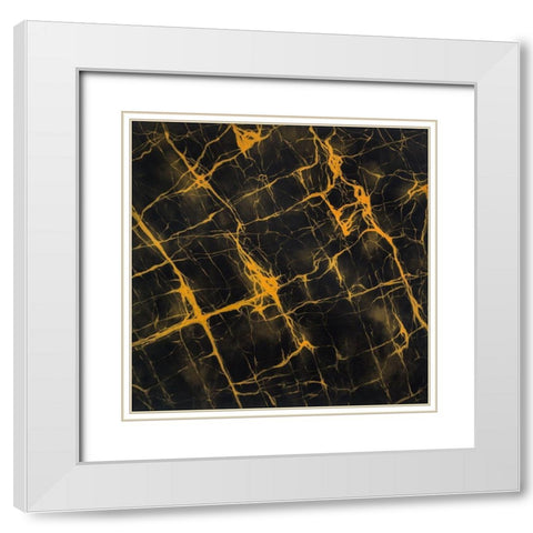BLACK AND GOLD MARBLE White Modern Wood Framed Art Print with Double Matting by Atelier B Art Studio