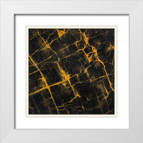 BLACK AND GOLD MARBLE White Modern Wood Framed Art Print with Double Matting by Atelier B Art Studio