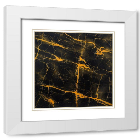 BLACK AND GOLD STORM White Modern Wood Framed Art Print with Double Matting by Atelier B Art Studio