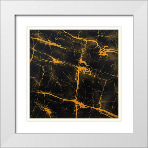 BLACK AND GOLD STORM White Modern Wood Framed Art Print with Double Matting by Atelier B Art Studio
