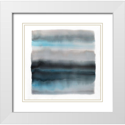 SHADE OF BLUE White Modern Wood Framed Art Print with Double Matting by Atelier B Art Studio