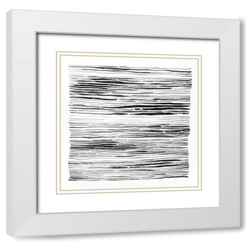 GRAY GROOVES White Modern Wood Framed Art Print with Double Matting by Atelier B Art Studio