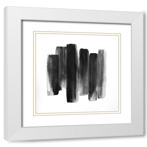 BLACK SHAPES White Modern Wood Framed Art Print with Double Matting by Atelier B Art Studio