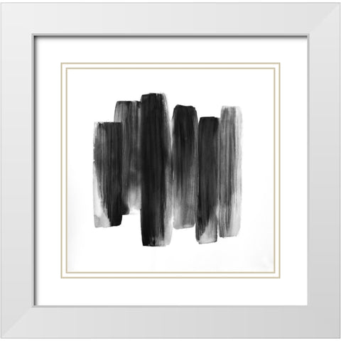 BLACK SHAPES White Modern Wood Framed Art Print with Double Matting by Atelier B Art Studio