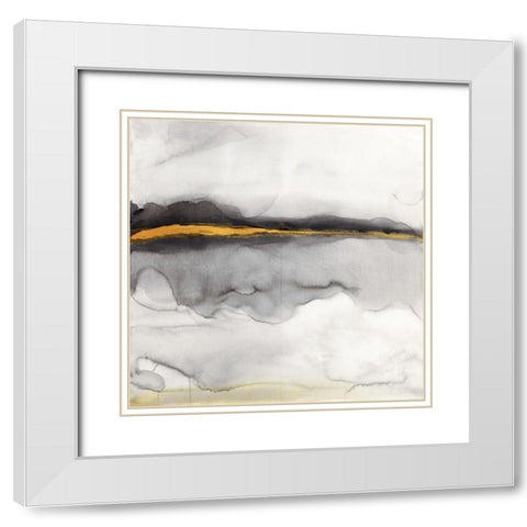 GOLD STRIPE ABSTRACT White Modern Wood Framed Art Print with Double Matting by Atelier B Art Studio