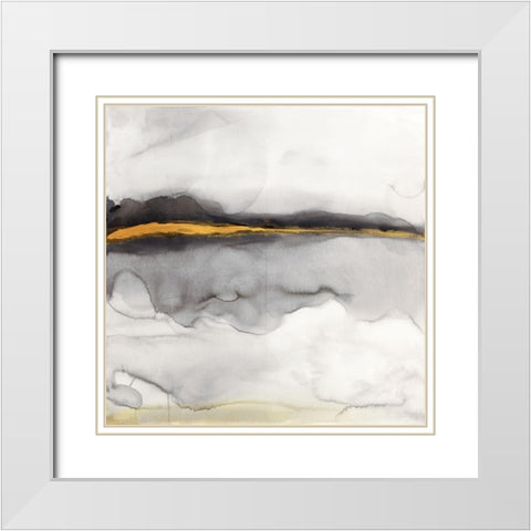 GOLD STRIPE ABSTRACT White Modern Wood Framed Art Print with Double Matting by Atelier B Art Studio