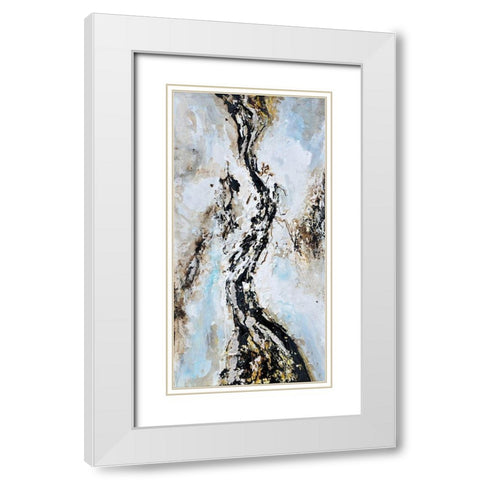 ABSTRACT AND TEXTURIZED PAINT SPLASH White Modern Wood Framed Art Print with Double Matting by Atelier B Art Studio