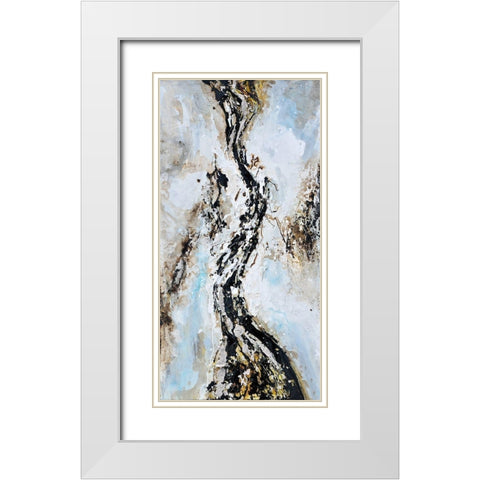 ABSTRACT AND TEXTURIZED PAINT SPLASH White Modern Wood Framed Art Print with Double Matting by Atelier B Art Studio