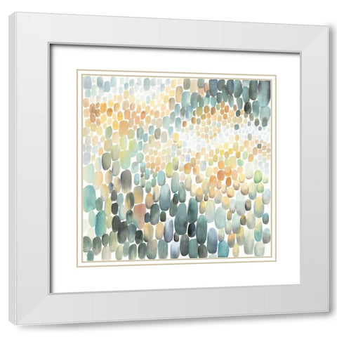 CLUSTER OF CIRCLES White Modern Wood Framed Art Print with Double Matting by Atelier B Art Studio