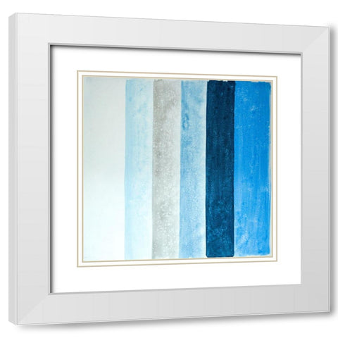 BLUE STRIPES White Modern Wood Framed Art Print with Double Matting by Atelier B Art Studio