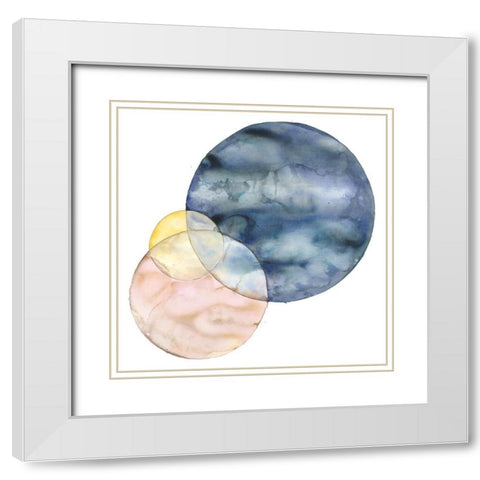 CIRCLES White Modern Wood Framed Art Print with Double Matting by Atelier B Art Studio