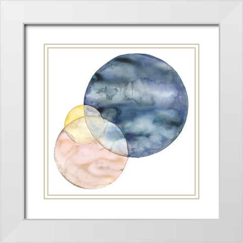 CIRCLES White Modern Wood Framed Art Print with Double Matting by Atelier B Art Studio
