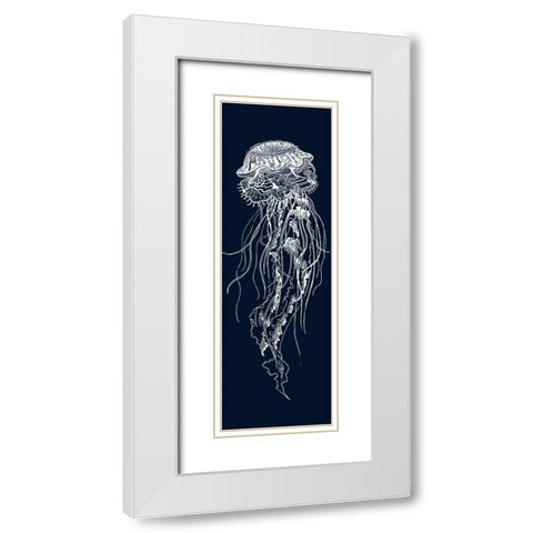DETAILED JELLYFISH ILLUSTRATION White Modern Wood Framed Art Print with Double Matting by Atelier B Art Studio