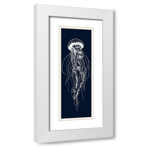 WHITE JELLYFISH ILLUSTRATION White Modern Wood Framed Art Print with Double Matting by Atelier B Art Studio