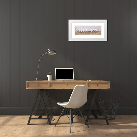 ABSTRACT PERCHED BIRDS White Modern Wood Framed Art Print with Double Matting by Atelier B Art Studio
