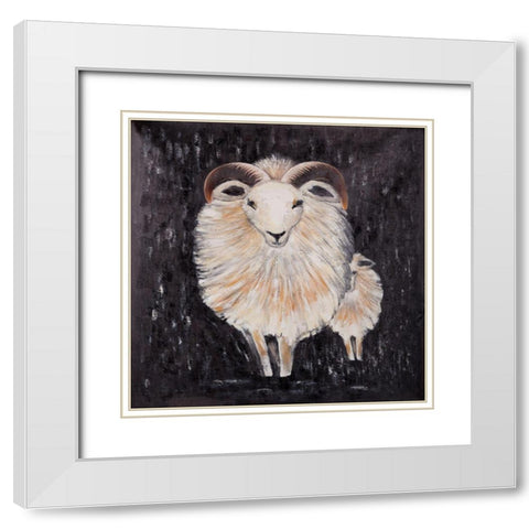 TWO BUSHY RAM White Modern Wood Framed Art Print with Double Matting by Atelier B Art Studio