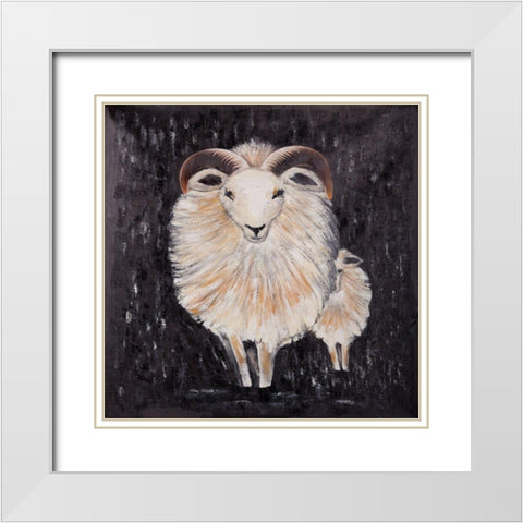 TWO BUSHY RAM White Modern Wood Framed Art Print with Double Matting by Atelier B Art Studio