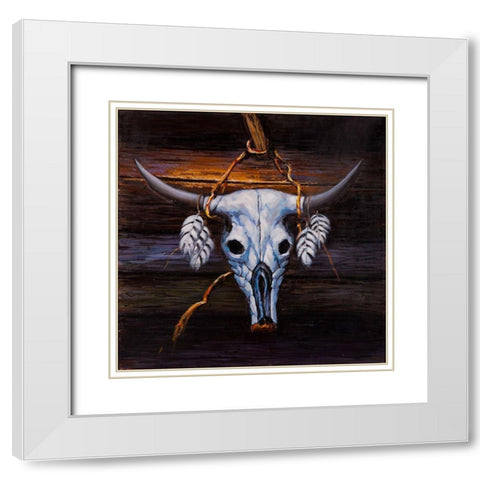HANGED BULL SKULL White Modern Wood Framed Art Print with Double Matting by Atelier B Art Studio